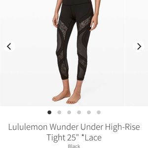 Lululemon Wunder Under High Rise Tights size 6 lace